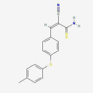 2-cyano-3-{4-[(4-methylphenyl)thio]phenyl}-2-propenethioamide
