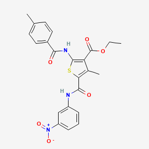 molecular formula C23H21N3O6S B5194955 ethyl 4-methyl-2-[(4-methylbenzoyl)amino]-5-{[(3-nitrophenyl)amino]carbonyl}-3-thiophenecarboxylate 