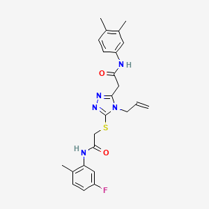 molecular formula C24H26FN5O2S B5194959 2-[(4-allyl-5-{2-[(3,4-dimethylphenyl)amino]-2-oxoethyl}-4H-1,2,4-triazol-3-yl)thio]-N-(5-fluoro-2-methylphenyl)acetamide 