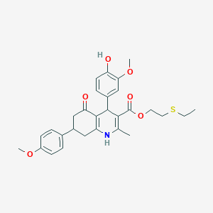 molecular formula C29H33NO6S B5194991 2-(ethylthio)ethyl 4-(4-hydroxy-3-methoxyphenyl)-7-(4-methoxyphenyl)-2-methyl-5-oxo-1,4,5,6,7,8-hexahydro-3-quinolinecarboxylate 