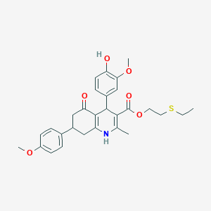 2-(ethylthio)ethyl 4-(4-hydroxy-3-methoxyphenyl)-7-(4-methoxyphenyl)-2-methyl-5-oxo-1,4,5,6,7,8-hexahydro-3-quinolinecarboxylate