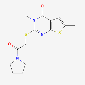 molecular formula C14H17N3O2S2 B5195022 3,6-dimethyl-2-{[2-oxo-2-(1-pyrrolidinyl)ethyl]thio}thieno[2,3-d]pyrimidin-4(3H)-one 