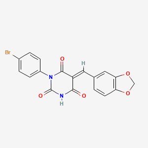 5-(1,3-benzodioxol-5-ylmethylene)-1-(4-bromophenyl)-2,4,6(1H,3H,5H)-pyrimidinetrione