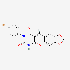 molecular formula C18H11BrN2O5 B5195051 5-(1,3-benzodioxol-5-ylmethylene)-1-(4-bromophenyl)-2,4,6(1H,3H,5H)-pyrimidinetrione 