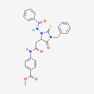 molecular formula C27H24N4O5S B5195084 methyl 4-({[3-(benzoylamino)-1-benzyl-5-oxo-2-thioxo-4-imidazolidinyl]acetyl}amino)benzoate 
