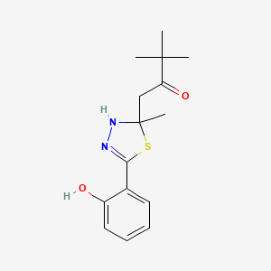 molecular formula C15H20N2O2S B5195124 1-[5-(2-hydroxyphenyl)-2-methyl-2,3-dihydro-1,3,4-thiadiazol-2-yl]-3,3-dimethyl-2-butanone 