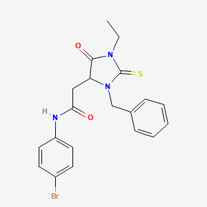 2-(3-benzyl-1-ethyl-5-oxo-2-thioxo-4-imidazolidinyl)-N-(4-bromophenyl)acetamide