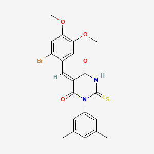 molecular formula C21H19BrN2O4S B5195226 5-(2-bromo-4,5-dimethoxybenzylidene)-1-(3,5-dimethylphenyl)-2-thioxodihydro-4,6(1H,5H)-pyrimidinedione 