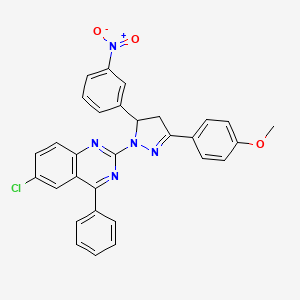 molecular formula C30H22ClN5O3 B5195271 6-chloro-2-[3-(4-methoxyphenyl)-5-(3-nitrophenyl)-4,5-dihydro-1H-pyrazol-1-yl]-4-phenylquinazoline 