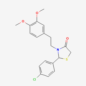 molecular formula C19H20ClNO3S B5195295 2-(4-chlorophenyl)-3-[2-(3,4-dimethoxyphenyl)ethyl]-1,3-thiazolidin-4-one 