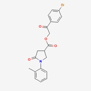 2-(4-bromophenyl)-2-oxoethyl 1-(2-methylphenyl)-5-oxo-3-pyrrolidinecarboxylate