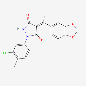 molecular formula C18H13ClN2O4 B5195365 4-(1,3-benzodioxol-5-ylmethylene)-1-(3-chloro-4-methylphenyl)-3,5-pyrazolidinedione 