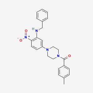 molecular formula C25H26N4O3 B5195380 N-benzyl-5-[4-(4-methylbenzoyl)-1-piperazinyl]-2-nitroaniline 