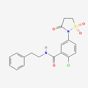 molecular formula C18H17ClN2O4S B5195389 2-chloro-5-(1,1-dioxido-3-oxo-2-isothiazolidinyl)-N-(2-phenylethyl)benzamide 