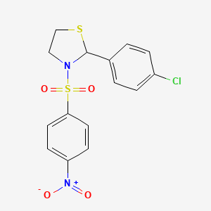 molecular formula C15H13ClN2O4S2 B5195432 2-(4-chlorophenyl)-3-[(4-nitrophenyl)sulfonyl]-1,3-thiazolidine 