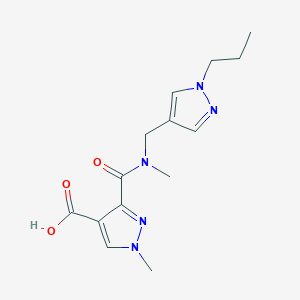 molecular formula C14H19N5O3 B5195468 1-methyl-3-({methyl[(1-propyl-1H-pyrazol-4-yl)methyl]amino}carbonyl)-1H-pyrazole-4-carboxylic acid 