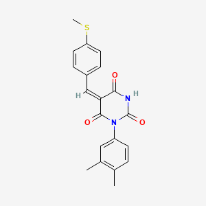 molecular formula C20H18N2O3S B5195473 1-(3,4-dimethylphenyl)-5-[4-(methylthio)benzylidene]-2,4,6(1H,3H,5H)-pyrimidinetrione 