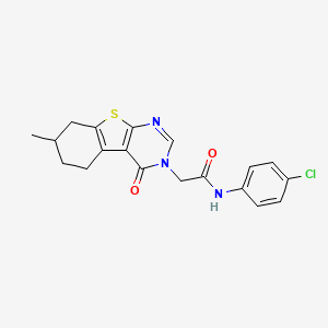 molecular formula C19H18ClN3O2S B5195513 N-(4-chlorophenyl)-2-(7-methyl-4-oxo-5,6,7,8-tetrahydro[1]benzothieno[2,3-d]pyrimidin-3(4H)-yl)acetamide 