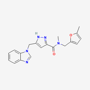molecular formula C19H19N5O2 B5195535 5-(1H-benzimidazol-1-ylmethyl)-N-methyl-N-[(5-methyl-2-furyl)methyl]-1H-pyrazole-3-carboxamide 