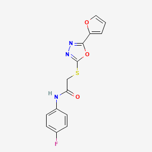 molecular formula C14H10FN3O3S B5195537 N-(4-fluorophenyl)-2-{[5-(2-furyl)-1,3,4-oxadiazol-2-yl]thio}acetamide 