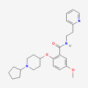 molecular formula C25H33N3O3 B5195555 2-[(1-cyclopentyl-4-piperidinyl)oxy]-5-methoxy-N-[2-(2-pyridinyl)ethyl]benzamide 