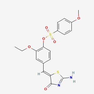 2-ethoxy-4-[(2-imino-4-oxo-1,3-thiazolidin-5-ylidene)methyl]phenyl 4-methoxybenzenesulfonate