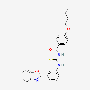 N-({[5-(1,3-benzoxazol-2-yl)-2-methylphenyl]amino}carbonothioyl)-4-butoxybenzamide