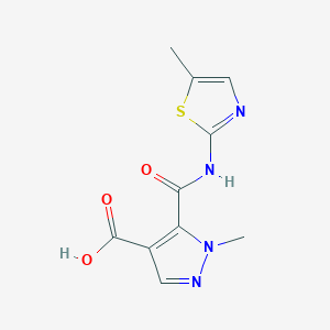 molecular formula C10H10N4O3S B5195667 1-methyl-5-{[(5-methyl-1,3-thiazol-2-yl)amino]carbonyl}-1H-pyrazole-4-carboxylic acid 