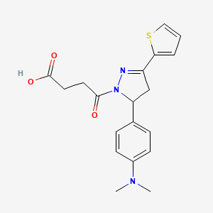 molecular formula C19H21N3O3S B5195701 4-[5-[4-(dimethylamino)phenyl]-3-(2-thienyl)-4,5-dihydro-1H-pyrazol-1-yl]-4-oxobutanoic acid 