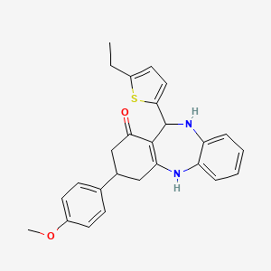 molecular formula C26H26N2O2S B5195755 11-(5-ethyl-2-thienyl)-3-(4-methoxyphenyl)-2,3,4,5,10,11-hexahydro-1H-dibenzo[b,e][1,4]diazepin-1-one 