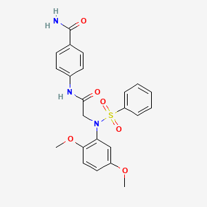 molecular formula C23H23N3O6S B5195764 4-{[N-(2,5-dimethoxyphenyl)-N-(phenylsulfonyl)glycyl]amino}benzamide 