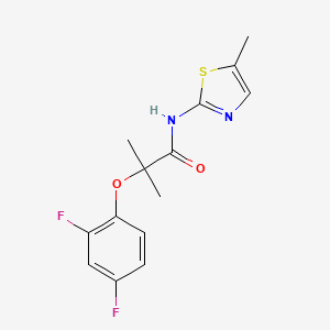 molecular formula C14H14F2N2O2S B5195769 2-(2,4-difluorophenoxy)-2-methyl-N-(5-methyl-1,3-thiazol-2-yl)propanamide 