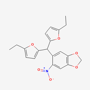 molecular formula C20H19NO6 B5195804 5-[bis(5-ethyl-2-furyl)methyl]-6-nitro-1,3-benzodioxole 