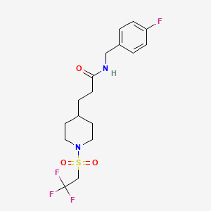 molecular formula C17H22F4N2O3S B5195881 N-(4-fluorobenzyl)-3-{1-[(2,2,2-trifluoroethyl)sulfonyl]-4-piperidinyl}propanamide 