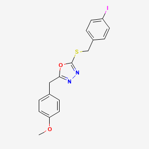 molecular formula C17H15IN2O2S B5195898 2-[(4-iodobenzyl)thio]-5-(4-methoxybenzyl)-1,3,4-oxadiazole 