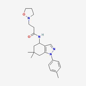 molecular formula C22H30N4O2 B5195925 N-[6,6-dimethyl-1-(4-methylphenyl)-4,5,6,7-tetrahydro-1H-indazol-4-yl]-3-(2-isoxazolidinyl)propanamide 