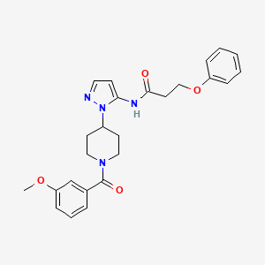 molecular formula C25H28N4O4 B5195941 N-{1-[1-(3-methoxybenzoyl)-4-piperidinyl]-1H-pyrazol-5-yl}-3-phenoxypropanamide 