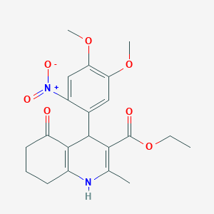 molecular formula C21H24N2O7 B5195952 ethyl 4-(4,5-dimethoxy-2-nitrophenyl)-2-methyl-5-oxo-1,4,5,6,7,8-hexahydro-3-quinolinecarboxylate 