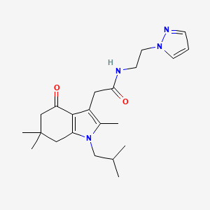 molecular formula C22H32N4O2 B5195964 2-(1-isobutyl-2,6,6-trimethyl-4-oxo-4,5,6,7-tetrahydro-1H-indol-3-yl)-N-[2-(1H-pyrazol-1-yl)ethyl]acetamide 
