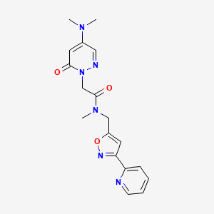 molecular formula C18H20N6O3 B5195982 2-[4-(dimethylamino)-6-oxo-1(6H)-pyridazinyl]-N-methyl-N-{[3-(2-pyridinyl)-5-isoxazolyl]methyl}acetamide 