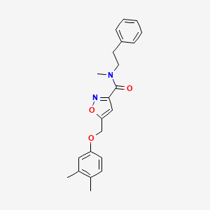 molecular formula C22H24N2O3 B5196068 5-[(3,4-dimethylphenoxy)methyl]-N-methyl-N-(2-phenylethyl)-3-isoxazolecarboxamide 