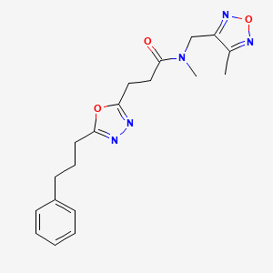 molecular formula C19H23N5O3 B5196076 N-methyl-N-[(4-methyl-1,2,5-oxadiazol-3-yl)methyl]-3-[5-(3-phenylpropyl)-1,3,4-oxadiazol-2-yl]propanamide 