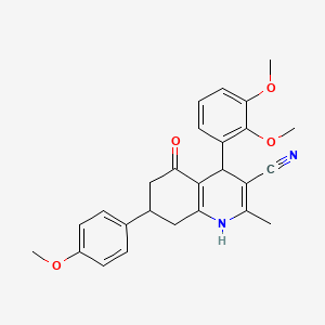 molecular formula C26H26N2O4 B5196084 4-(2,3-dimethoxyphenyl)-7-(4-methoxyphenyl)-2-methyl-5-oxo-1,4,5,6,7,8-hexahydro-3-quinolinecarbonitrile 