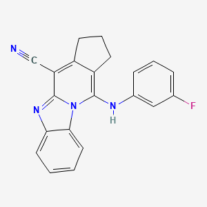 molecular formula C21H15FN4 B5196112 11-[(3-fluorophenyl)amino]-2,3-dihydro-1H-cyclopenta[4,5]pyrido[1,2-a]benzimidazole-4-carbonitrile 