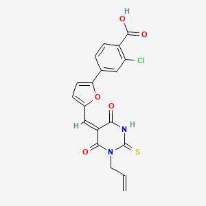 molecular formula C19H13ClN2O5S B5196114 4-{5-[(1-allyl-4,6-dioxo-2-thioxotetrahydro-5(2H)-pyrimidinylidene)methyl]-2-furyl}-2-chlorobenzoic acid 