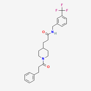 molecular formula C25H29F3N2O2 B5196122 3-[1-(3-phenylpropanoyl)-4-piperidinyl]-N-[3-(trifluoromethyl)benzyl]propanamide 