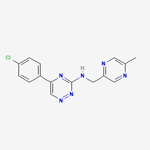 molecular formula C15H13ClN6 B5196135 5-(4-chlorophenyl)-N-[(5-methyl-2-pyrazinyl)methyl]-1,2,4-triazin-3-amine 