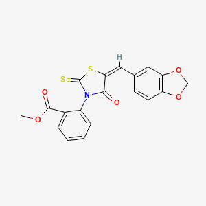 molecular formula C19H13NO5S2 B5196192 methyl 2-[5-(1,3-benzodioxol-5-ylmethylene)-4-oxo-2-thioxo-1,3-thiazolidin-3-yl]benzoate 