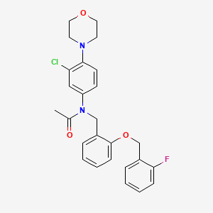 molecular formula C26H26ClFN2O3 B5196307 N-[3-chloro-4-(4-morpholinyl)phenyl]-N-{2-[(2-fluorobenzyl)oxy]benzyl}acetamide 