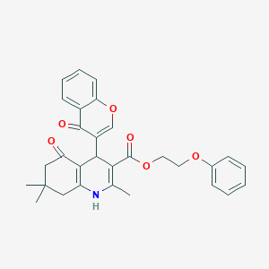 2-phenoxyethyl 2,7,7-trimethyl-5-oxo-4-(4-oxo-4H-chromen-3-yl)-1,4,5,6,7,8-hexahydro-3-quinolinecarboxylate